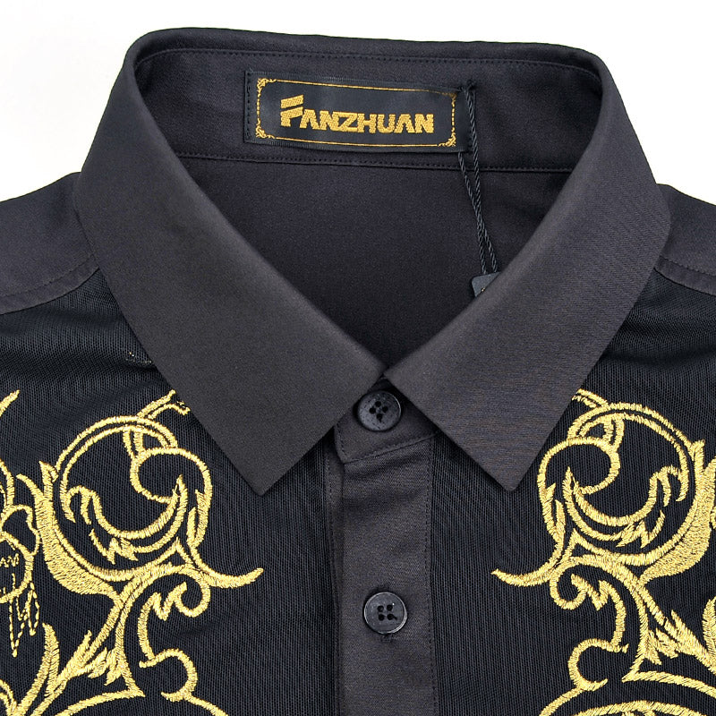 Fanzhuan plus Size Men's Long Sleeve Vintage Court Style Embroidered Clothes