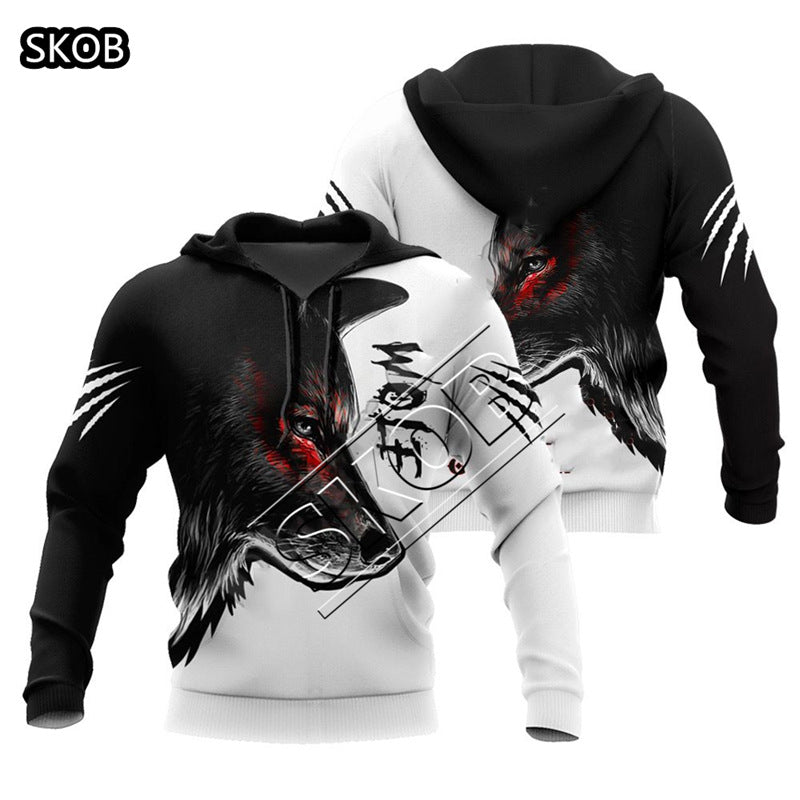 European and American cross-border trade 3D digital printed animal patterns men's and women's hoodies European and American painted men's hoodies