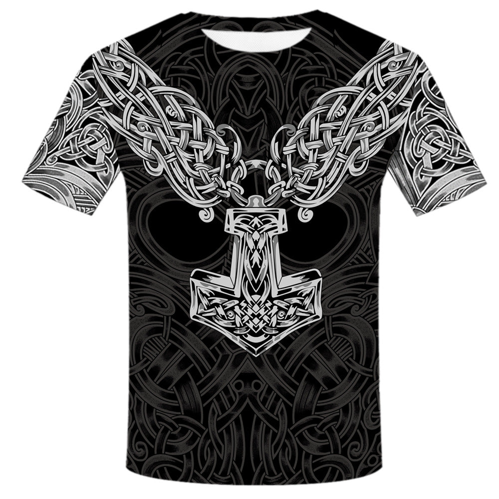 PLstar Cosmos  New Fashion Men T Shirt Viking Tattoo