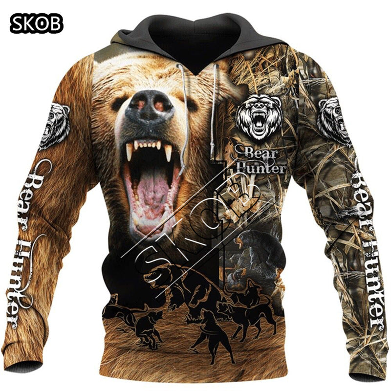 European and American cross-border trade 3D digital printed animal patterns men's and women's hoodies European and American painted men's hoodies