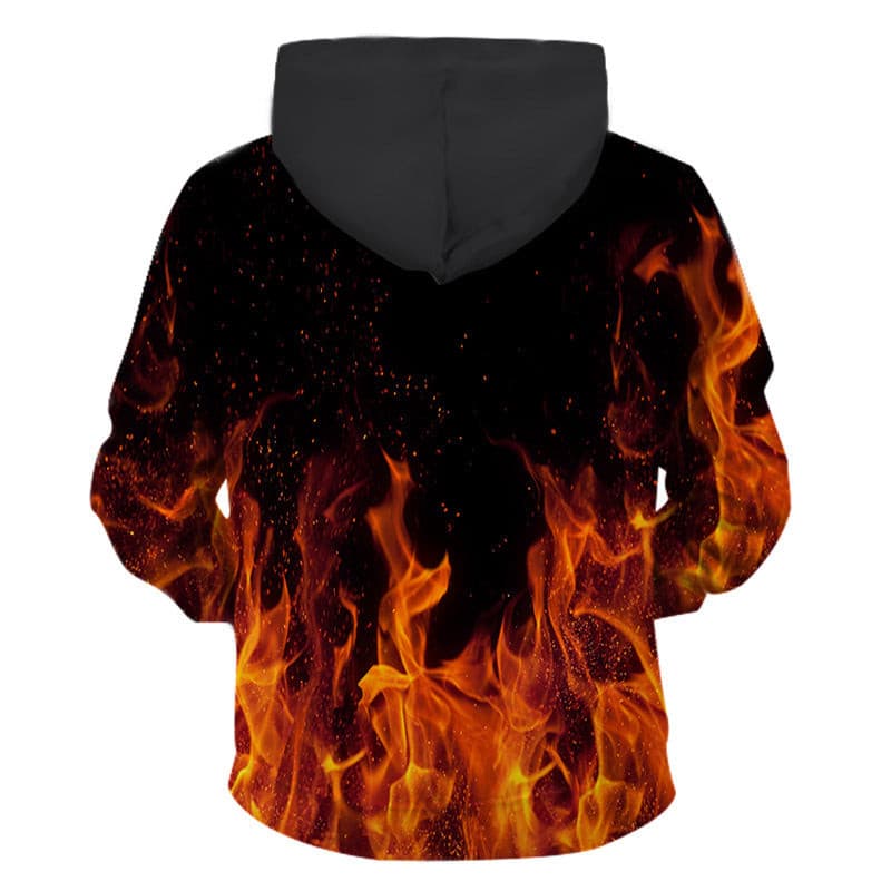 Flame skull 3d print hooded sweatshirt