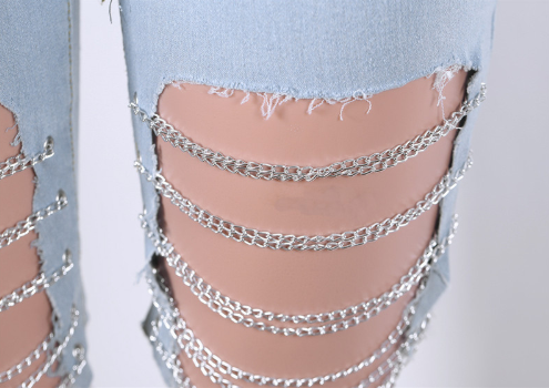 Irregular broken chain jeans