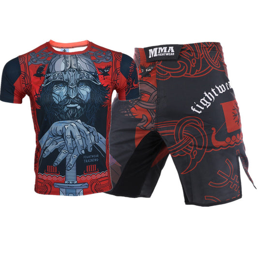 T-shirts+Shorts Men Boxing Shorts Rashguard