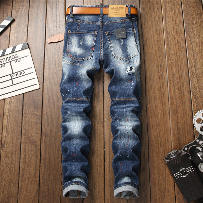 Men's Jeans Slim Fit High Grade Zipper Retro Men's Jeans