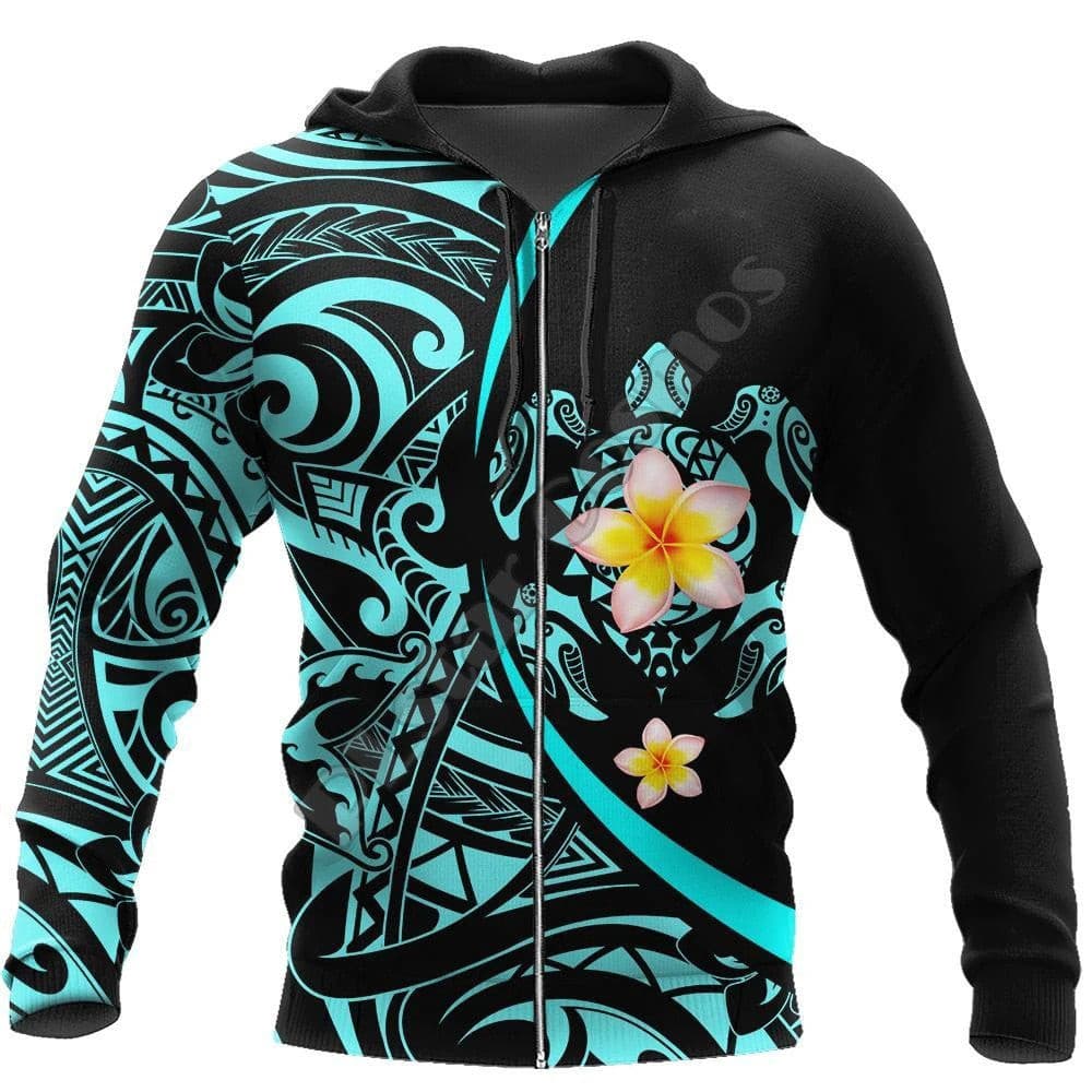 Printed Hoodie Turtle Print Hoodie 3D Zipper Hoodie