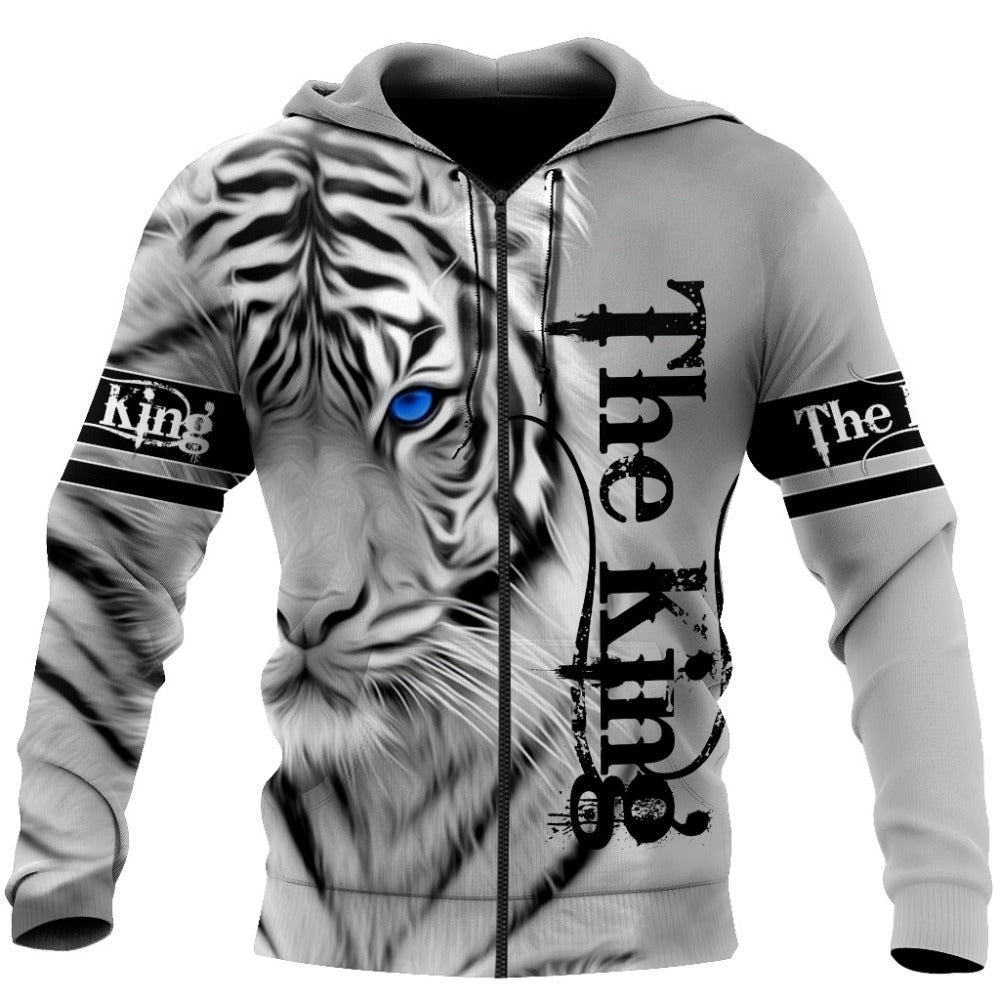 Tiger 3D Digital Printing Zipper Shirt