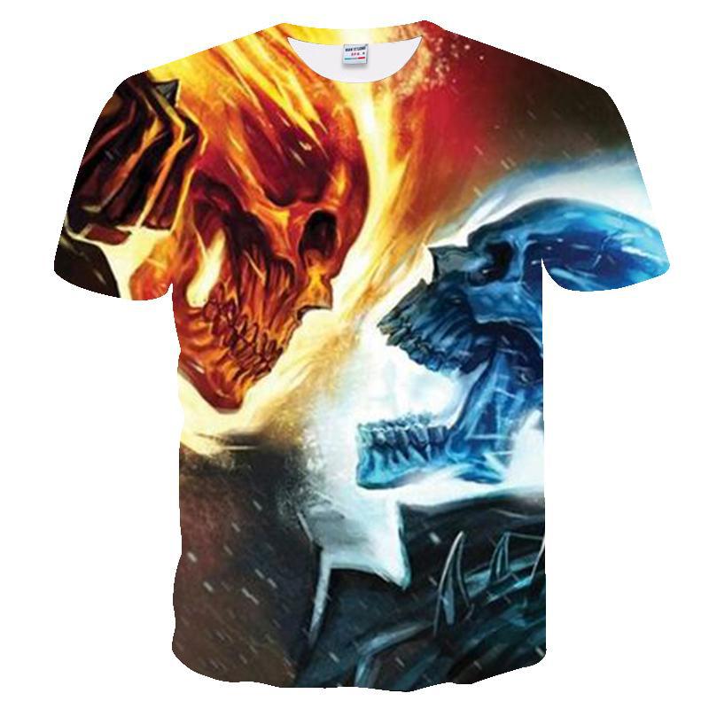 3D Effect Casual Short-Sleeved Youth Collarless T-Shirt