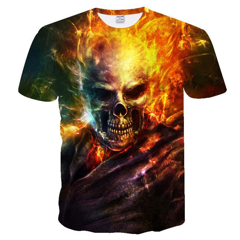 3D Effect Casual Short-Sleeved Youth Collarless T-Shirt