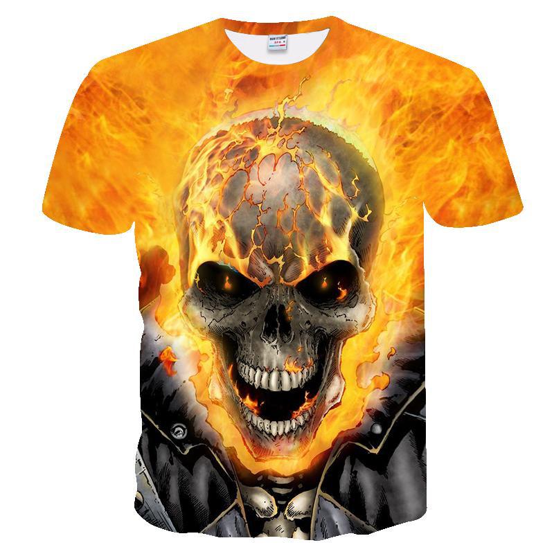 3D Effect Casual Short-Sleeved Youth Collarless T-Shirt