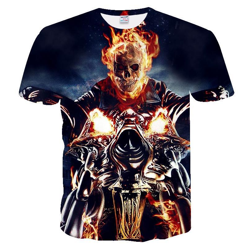 3D Effect Casual Short-Sleeved Youth Collarless T-Shirt