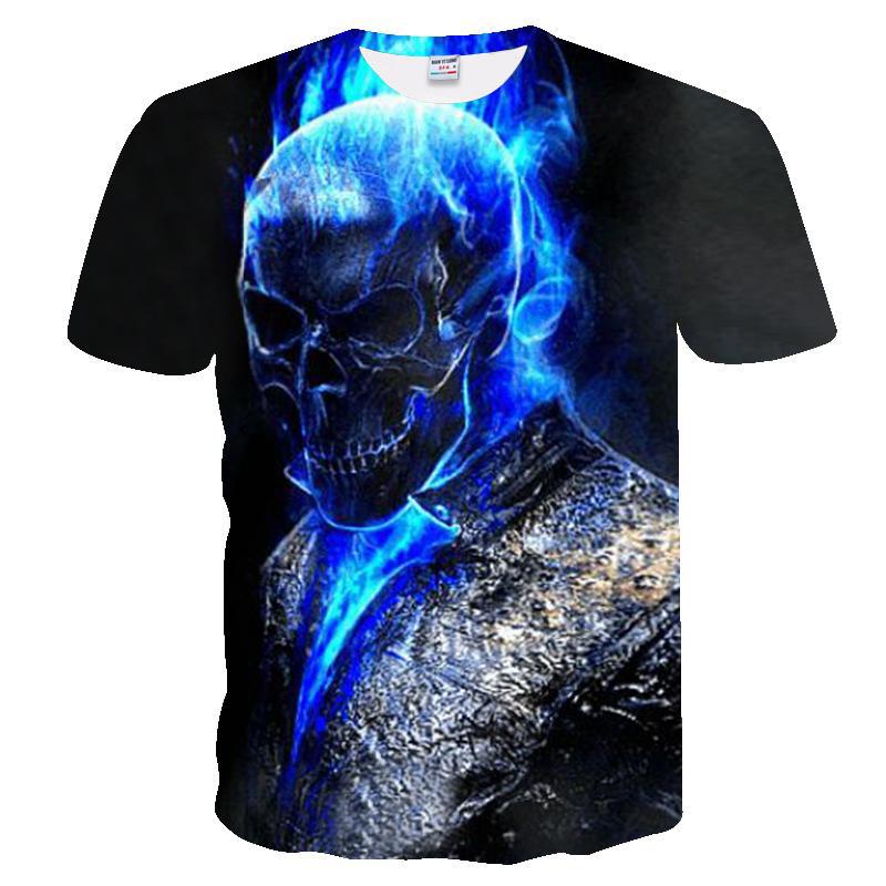 3D Effect Casual Short-Sleeved Youth Collarless T-Shirt