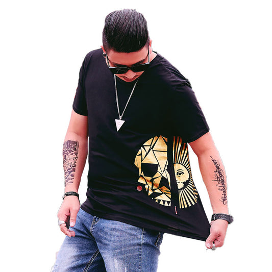 Hot Stamped Head Size Loose Short Sleeve T-shirt Men