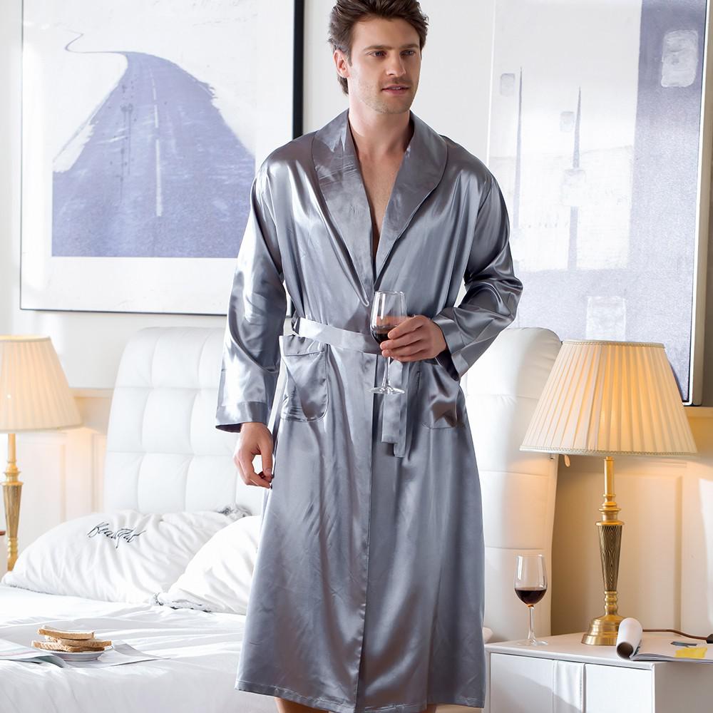 Men's Autumn and Winter Long Nightgown Pajamas