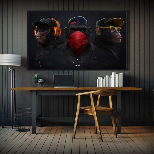 Monkey headset animal canvas