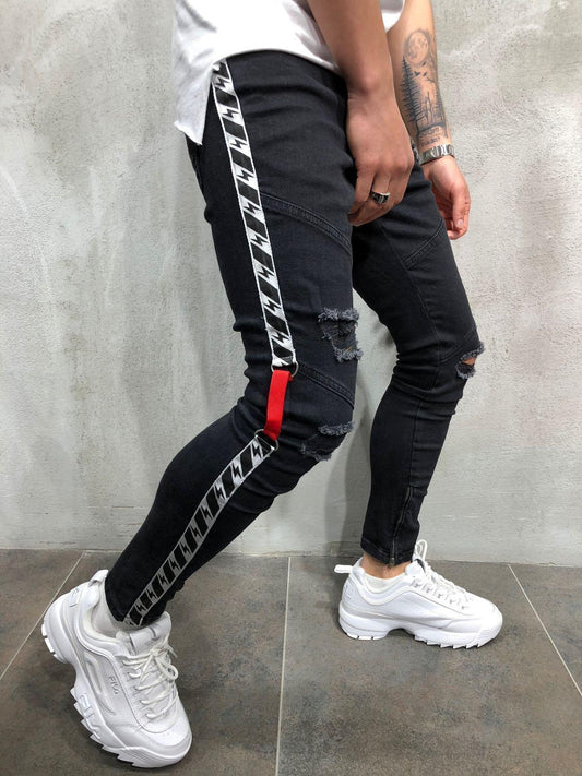 Men's ribbon jeans