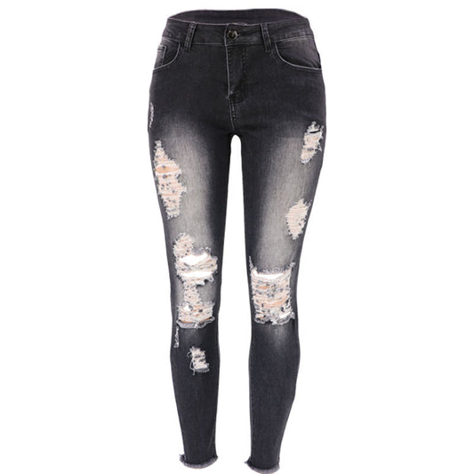 Stretch Cropped Ripped Women's Skinny Jeans