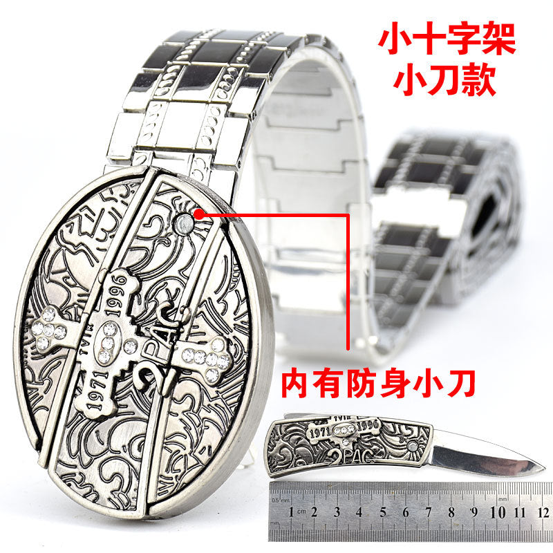 Letter Buckle Men's Punk Style Stainless Steel Self-Defense Metal Belt Z Orspecial Personalized Color: D Belt Length: 110cm