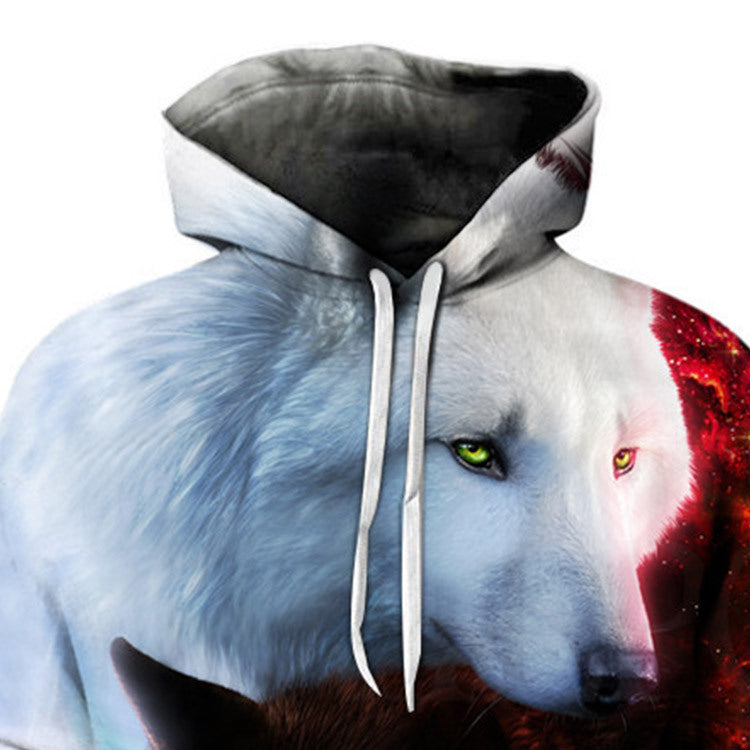 3D Digital Wolf Print Hoodie