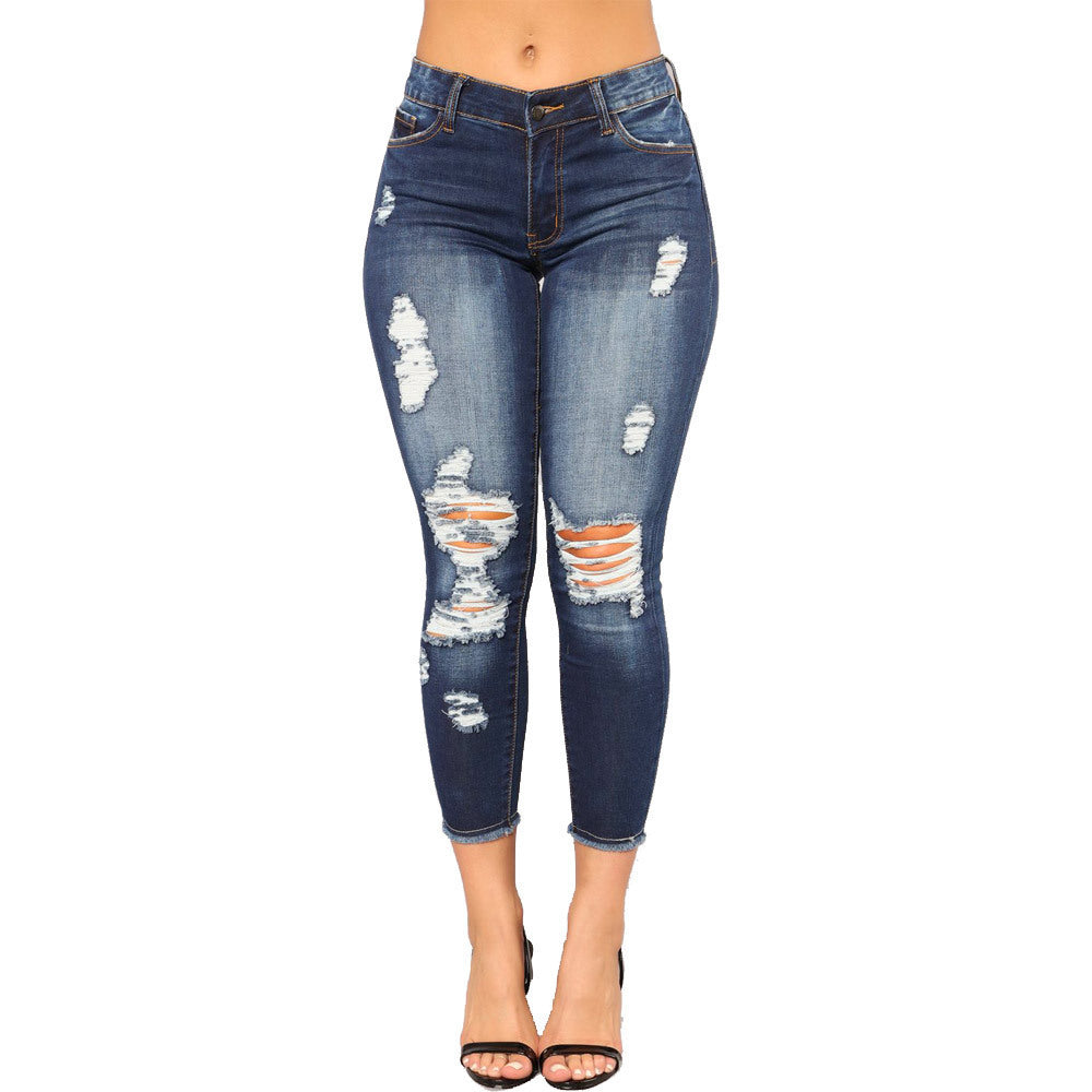 Stretch Cropped Ripped Women's Skinny Jeans