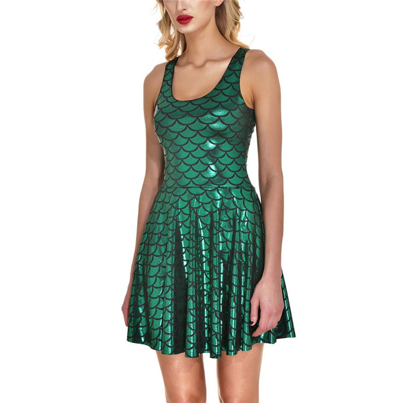 Women's Shiny Mermaid Sleeveless Short Tank Dresses