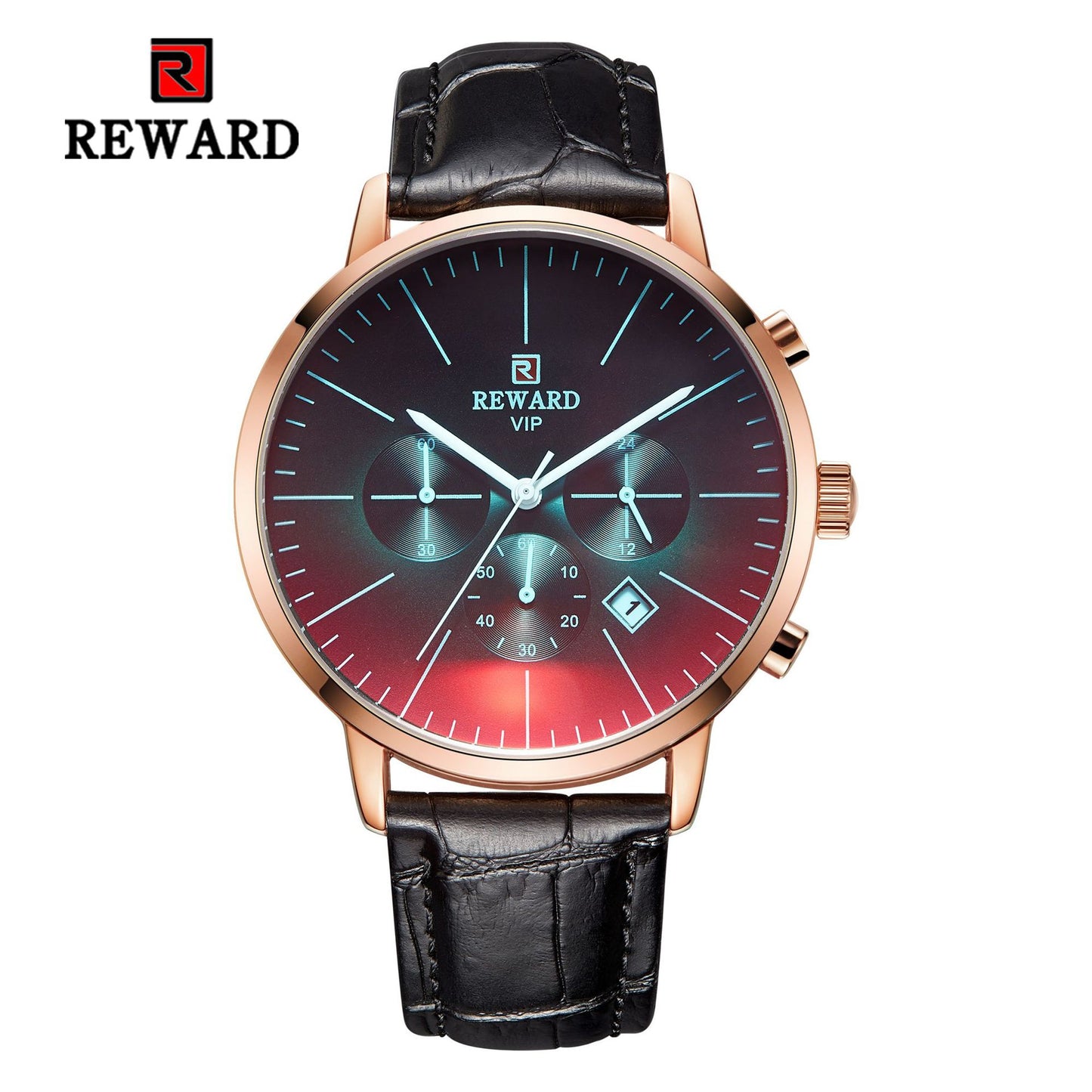 Man's Watches, L'ananas Change Color Glass # Small Dials Calendar Date Display Genuine leather wristwatches