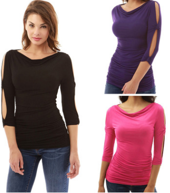 A sexy neckline with long sleeve tops.