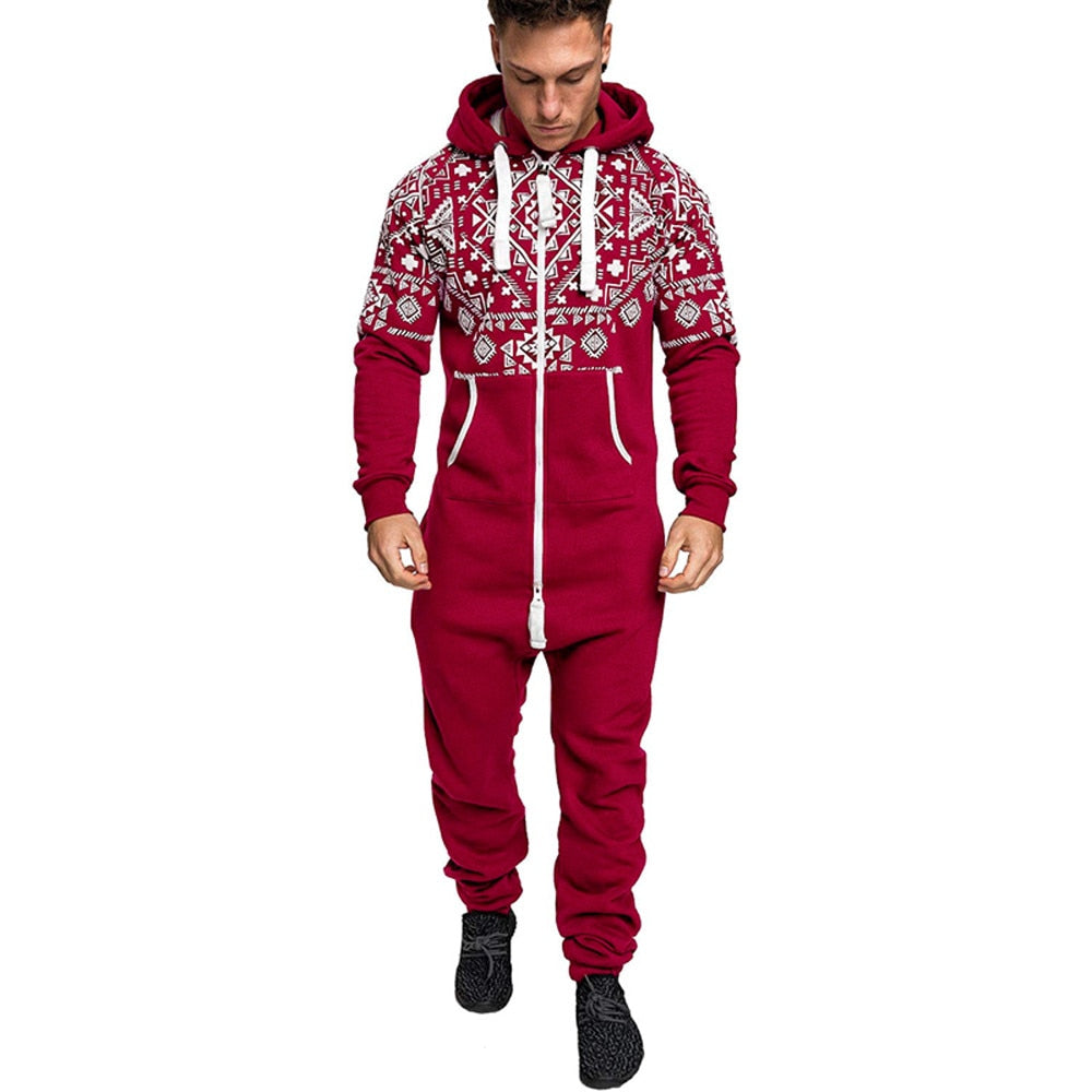 National style printed one-piece men's pajamas