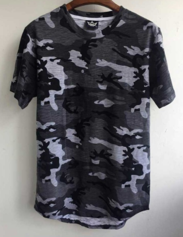 New Summer Extended Curved Hem T Shirt Men Camouflage Longline Hip Hop T-shirt Elongated Tee Shirts Justin Bieber Kanye West