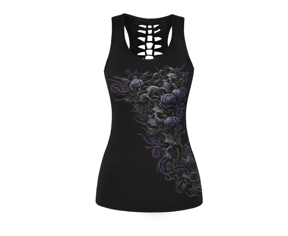 Purple Skull Fleur Tank Top