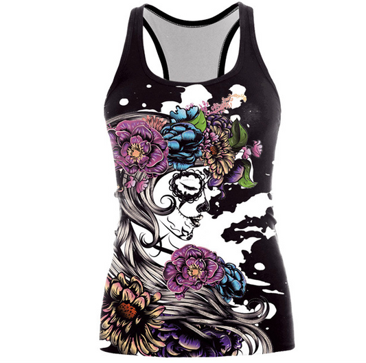 Sugar Skull Floral Tank Top