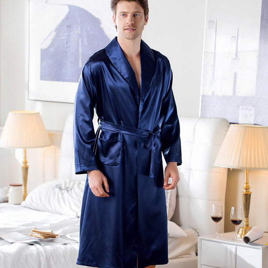 Men's Autumn and Winter Long Nightgown Pajamas