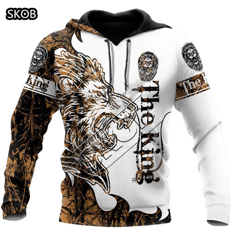 European and American cross-border trade 3D digital printed animal patterns men's and women's hoodies European and American painted men's hoodies