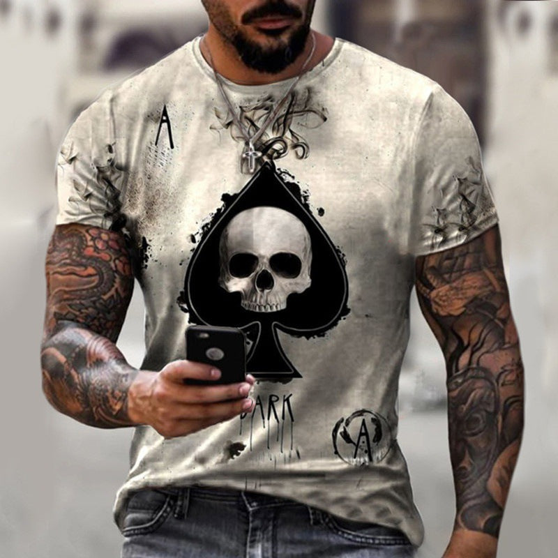 3D Printing Skull Spades T-Shirt Fashion Street Men