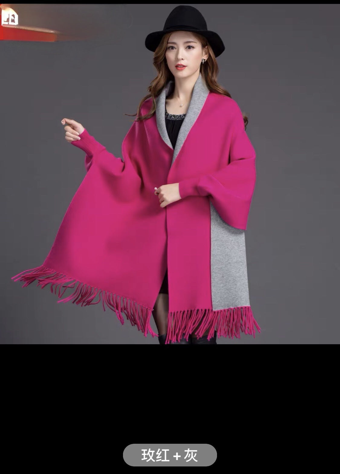 Winter Black Poncho Women With Sleeve Shawls And Wraps Pashmina Navy Red Thicken Scarf Stoles Warm Reversible Ponchos And Capes