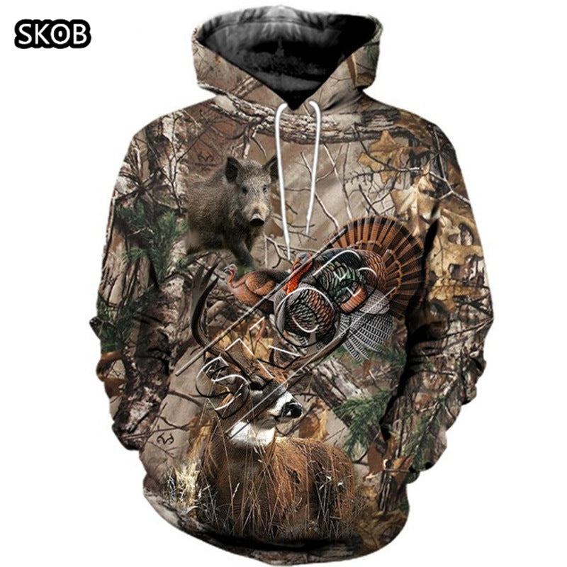 European and American cross-border trade 3D digital printed animal patterns men's and women's hoodies European and American painted men's hoodies