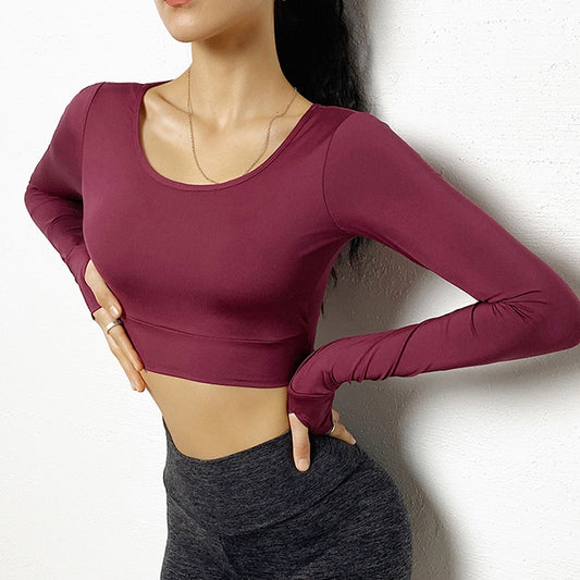 Beauty back long sleeve yoga workout clothes