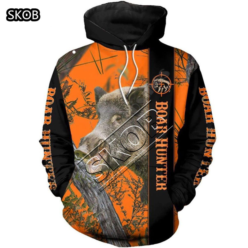 European and American cross-border trade 3D digital printed animal patterns men's and women's hoodies European and American painted men's hoodies