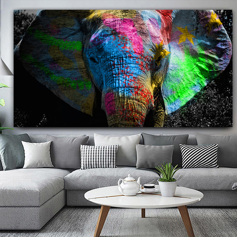 Elephant abstract canvas painting