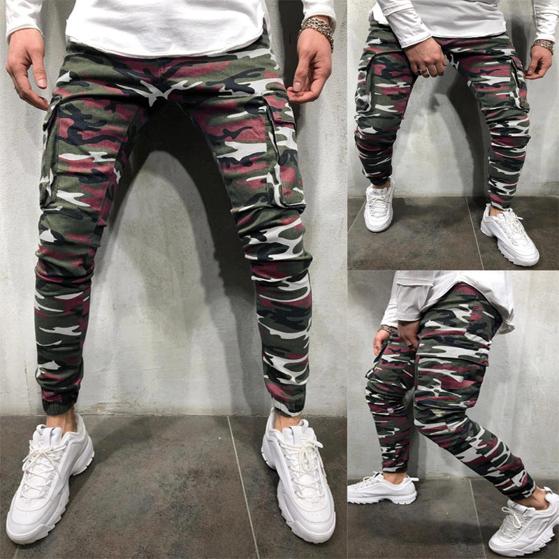 Men's Multi Pocket Stretch Jeans Camouflage Cargo Jeans