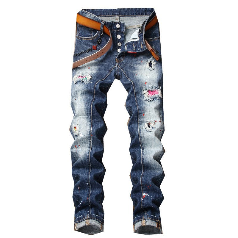 Men's Jeans Slim Fit High Grade Zipper Retro Men's Jeans