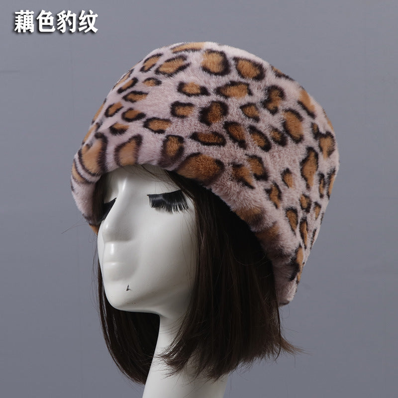 Frauen Faux Pelz Leopard Russische Hut Solide Pelz Hut Hunter Hut Warme Winter Leopard Fell Bomber Hut Ohrenklappen Ohr Schutz