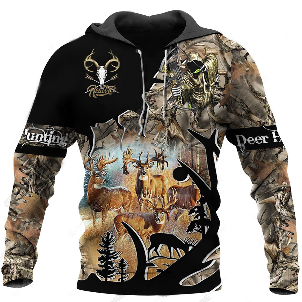 3D Digital Print Hooded Zipper Sweatshirt