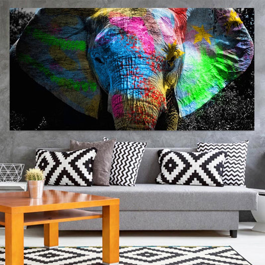 Elephant abstract canvas painting