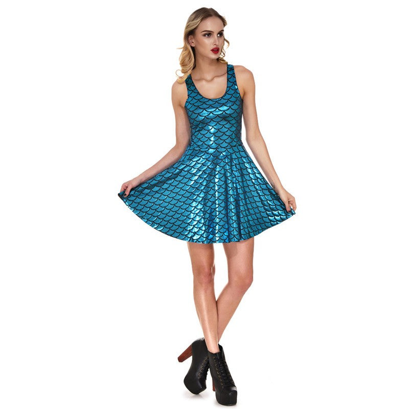 Women's Shiny Mermaid Sleeveless Short Tank Dresses