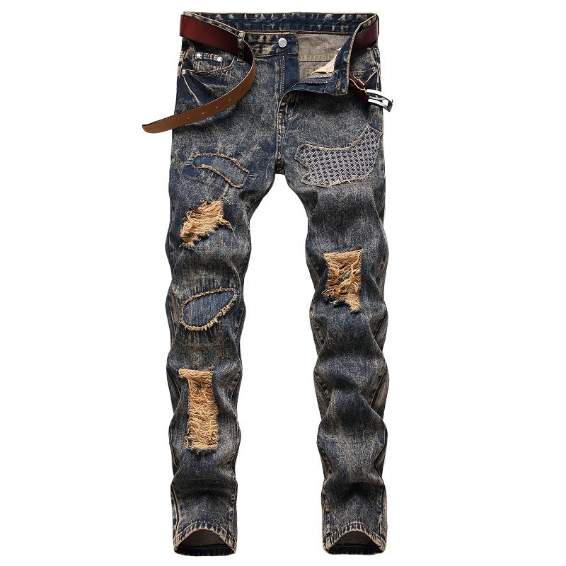 2022 New Fashion Mens Cotton Ripped Hole Jeans Casual Slim Skinny White Black Jeans Men Trousers Casual Male Hip hop Denim Pants