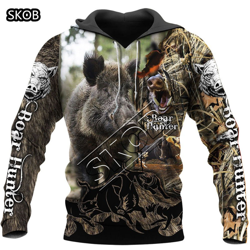 European and American cross-border trade 3D digital printed animal patterns men's and women's hoodies European and American painted men's hoodies