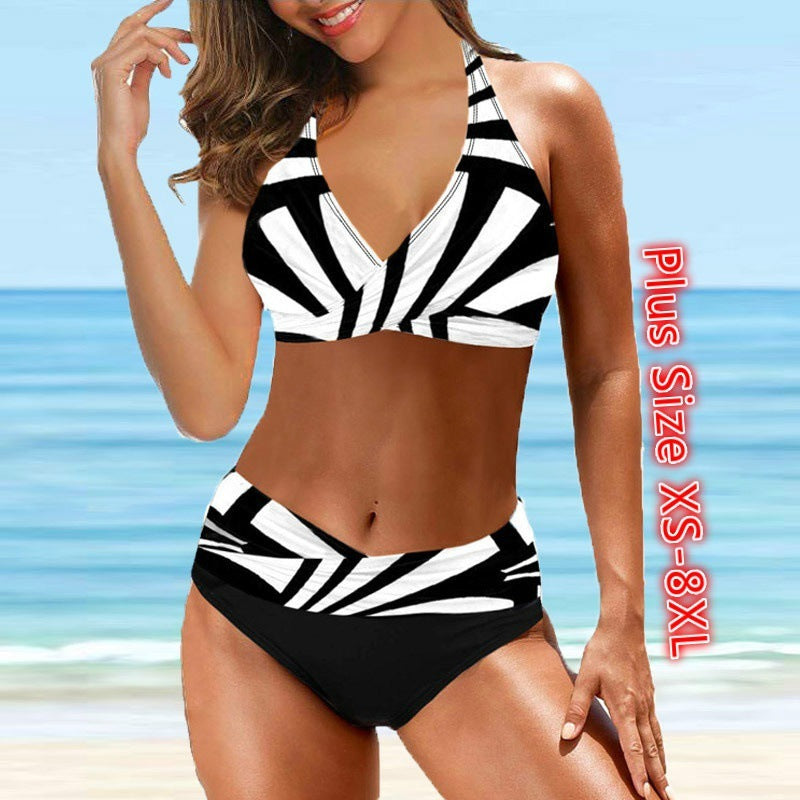 Aliexpress Amazon Wish 2021 New European and American print Split Bikini Sexy Women's Swimsuit Swimsuit