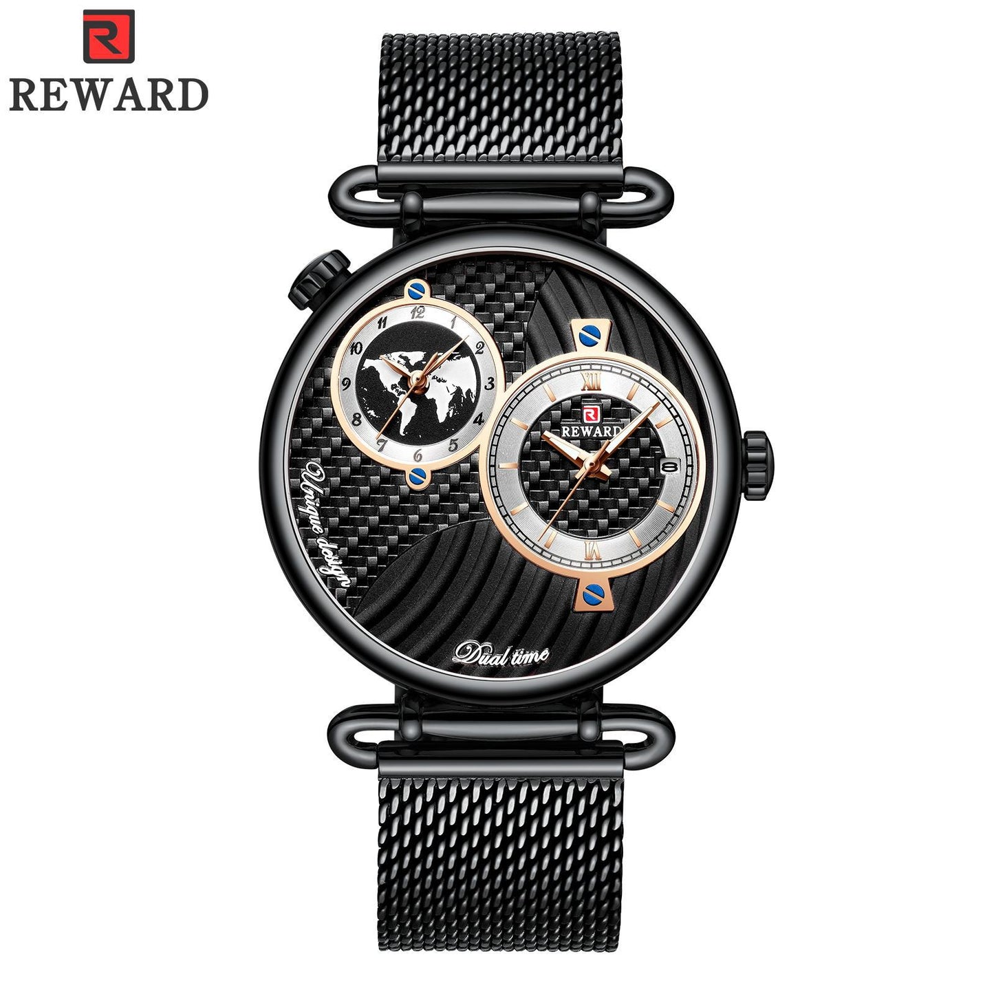 Tianri J Sports Quartz Watch Multi-time zone, Waterproof Sports Creative Ultra-Thin Steel Strap