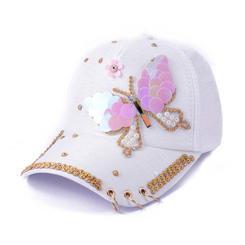 pink butterfly  Decore  Dimond baseball cap  