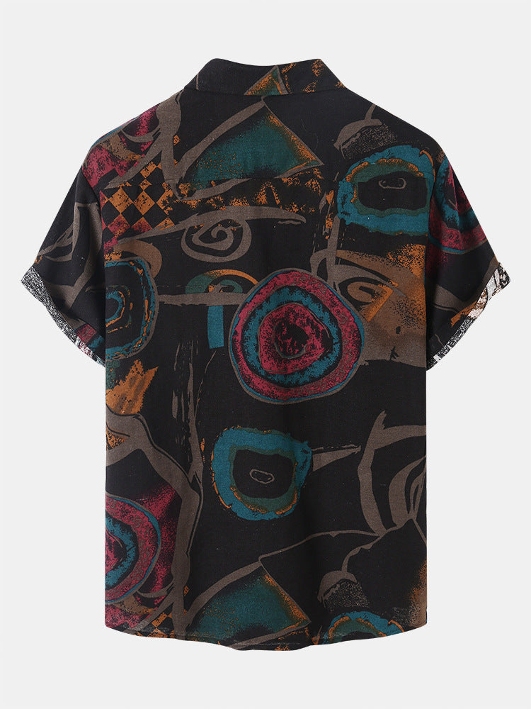 Men's Casual Fashion Printed Short Sleeve Shirt